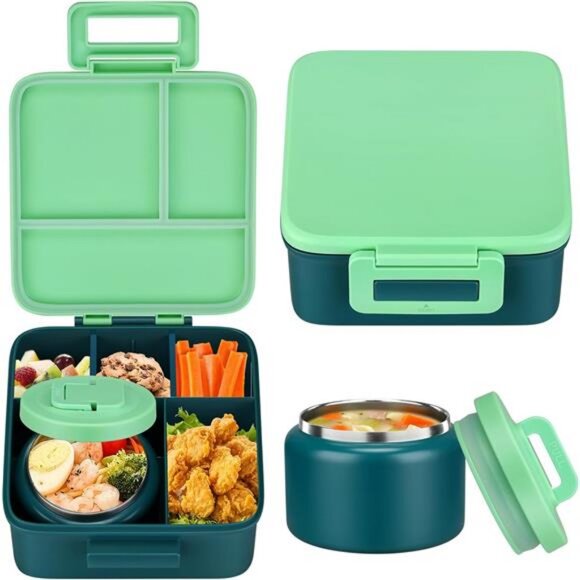 Kids Bento Lunch Box With 8oz Soup Thermo, Leakproof Lunch - Picture 1 of 8